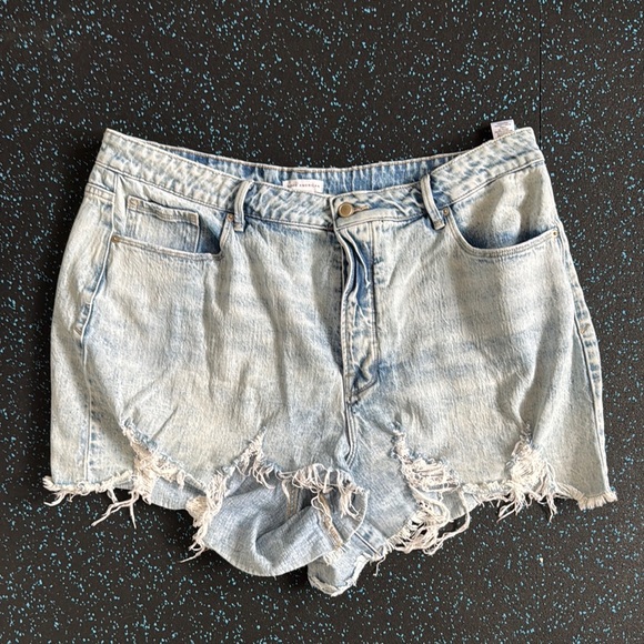 Good American Blue Distressed Jean Shorts